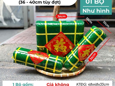 Set mô hình bánh chưng bánh tét mút xốp BIGSIZE [Gồm 01 chưng+ 02 tét] ĐK 40-50cm CHUNGTET-04